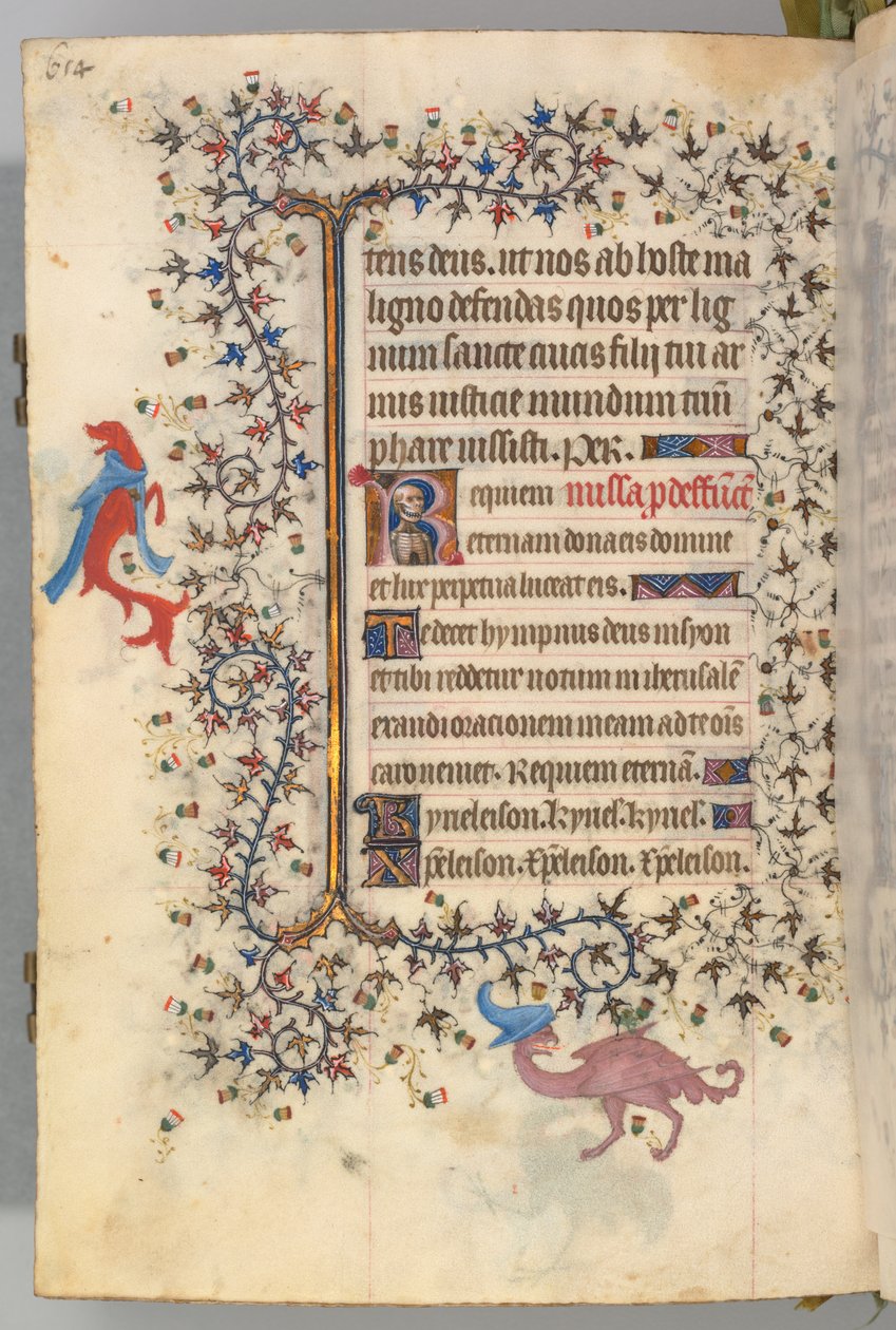 Ore di Carlo il Nobile, Re di Navarra 1361-1425, fol. 321v, Busto della Morte, c. 1405 da Master of the Brussels Initials and Associates