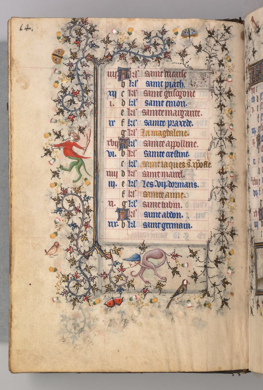 Ore di Carlo il Nobile, Re di Navarra 1361-1425: fol. 7v, Luglio, c. 1405 da Master of the Brussels Initials and Associates
