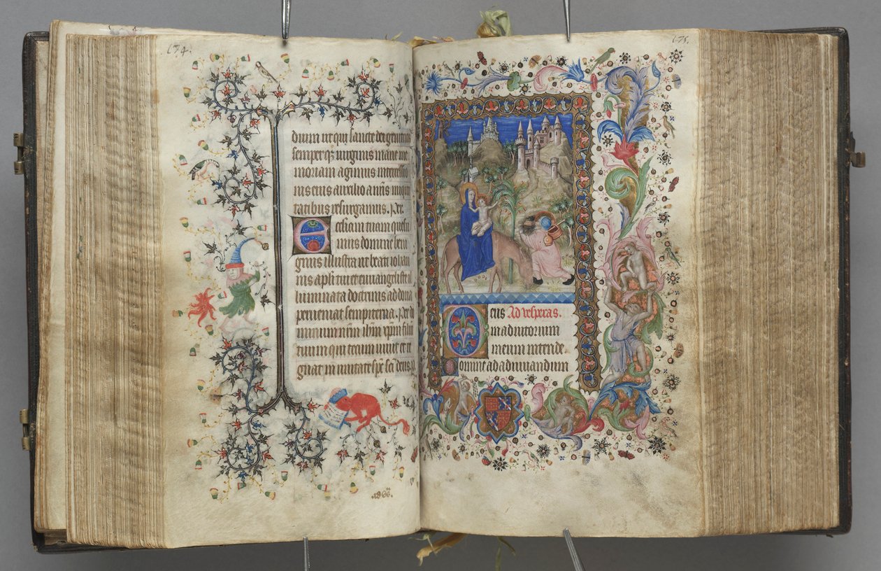 Ore di Carlo il Nobile, Re di Navarra 1361-1425: fol. 87v, Testo, c. 1405 da Master of the Brussels Initials and Associates