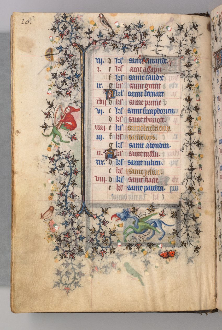 Ore di Carlo il Nobile, Re di Navarra 1361-1425: fol. 8v, agosto, c. 1405 da Master of the Brussels Initials and Associates