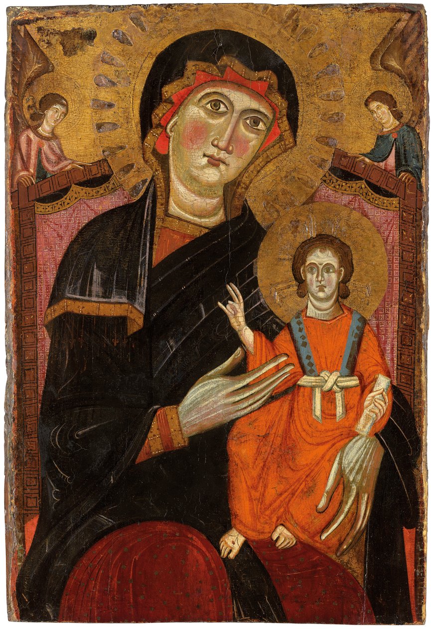 Madonna col Bambino in Trono con Due Angeli da Master of the Crucifix No. 434