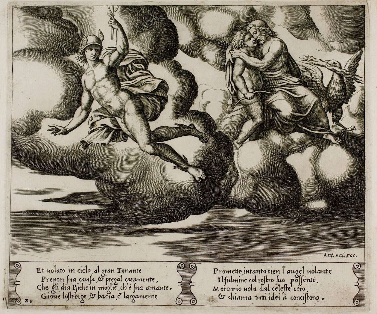 Cupido implora Giove per la misericordia per Psiche da Master of the Die