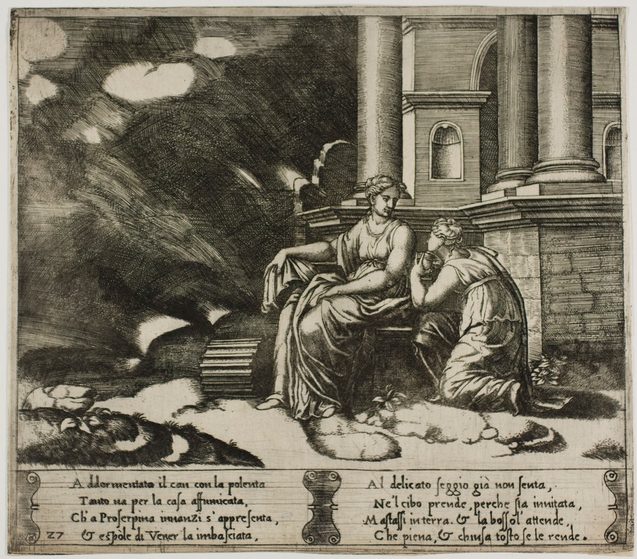 Proserpina dà a Psiche la scatola della bellezza da Master of the Die