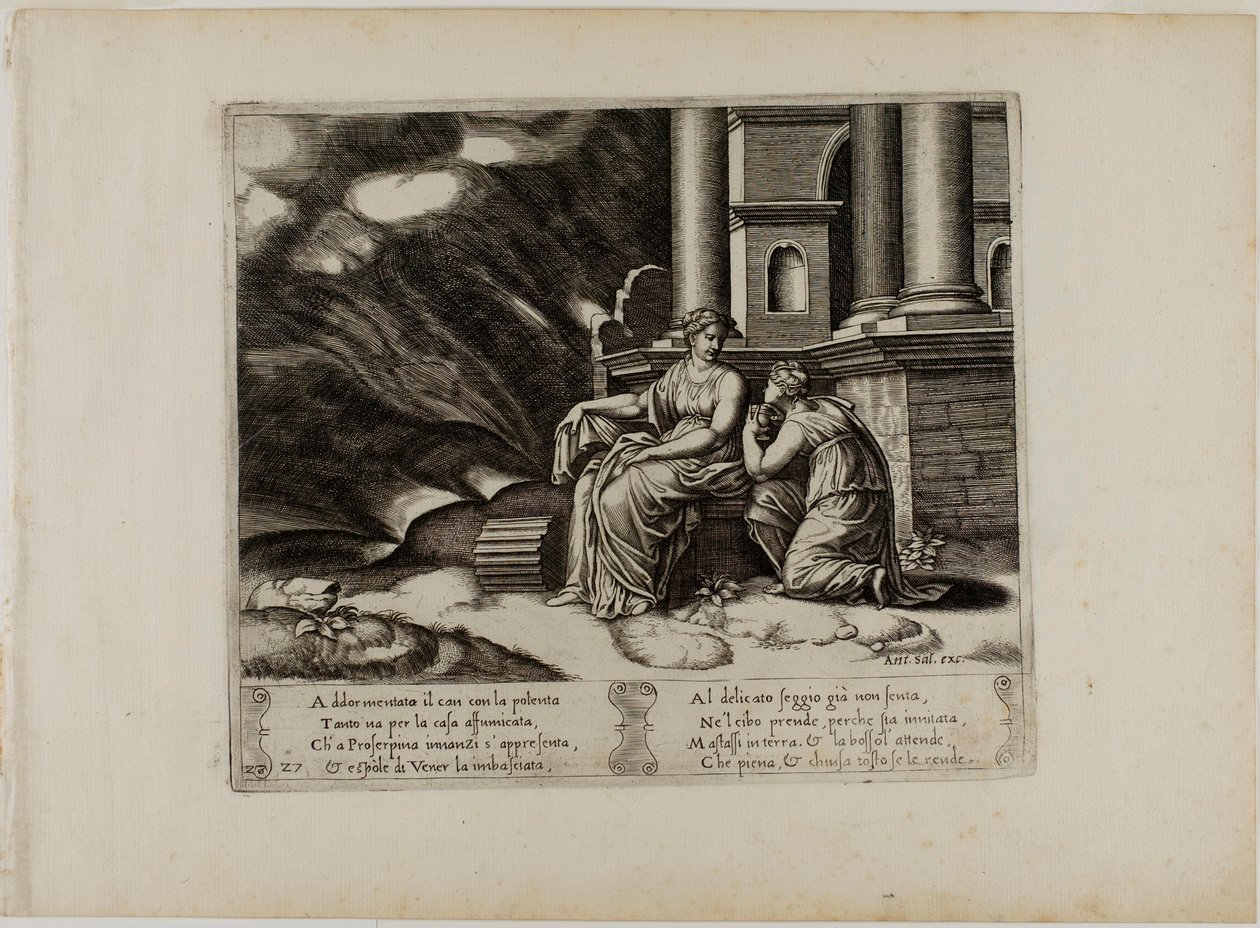 Proserpina dà a Psiche la scatola della bellezza da Master of the Die
