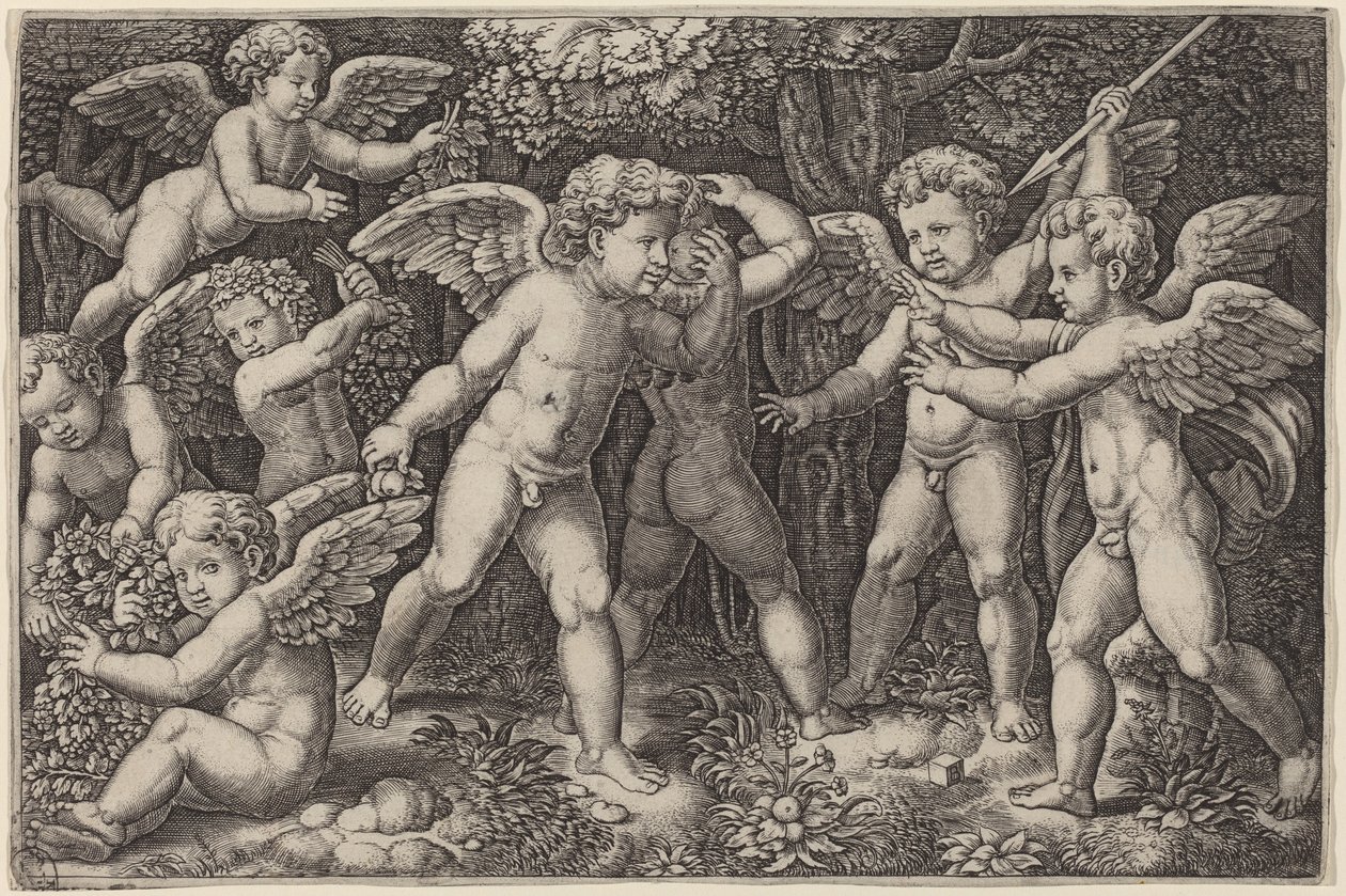 Putti che Giocano da Master of the Die after Raphael