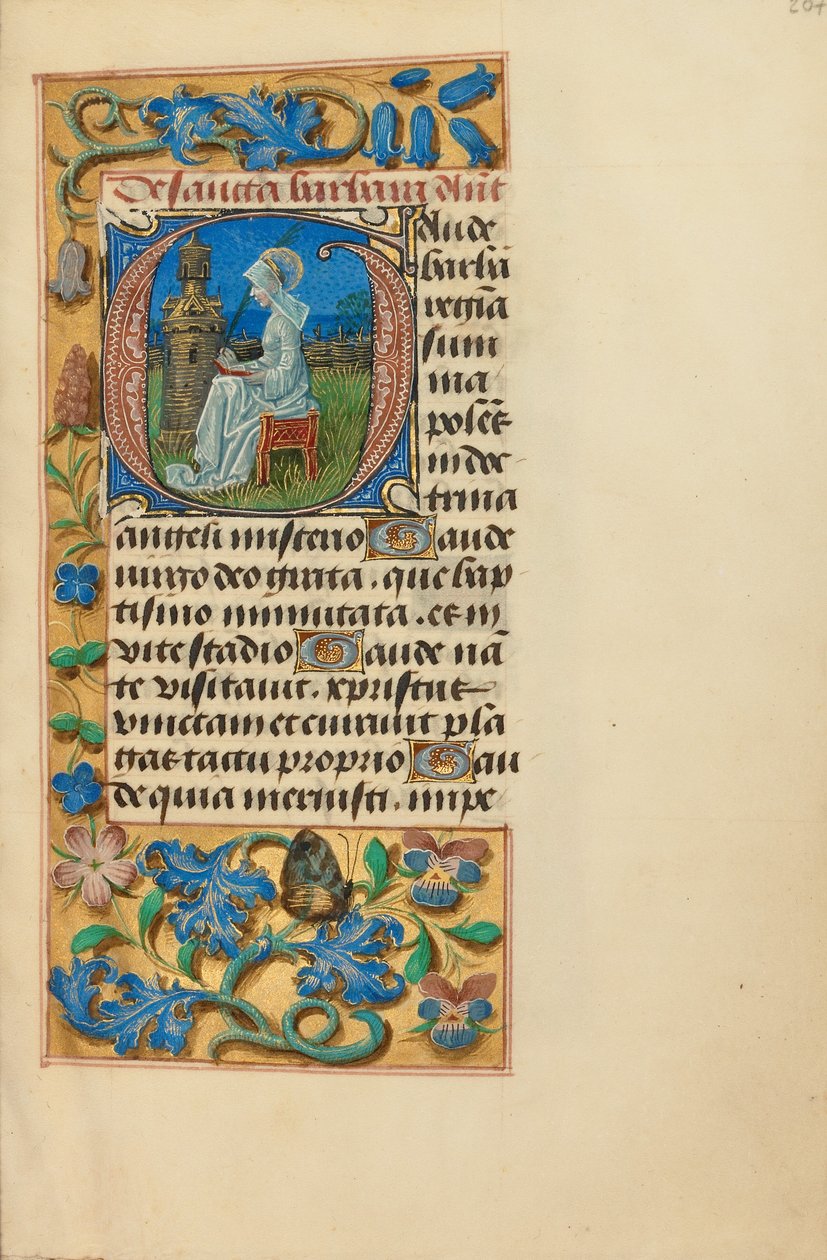 Iniziale G: Santa Barbara da Master of the Dresden Prayer Book