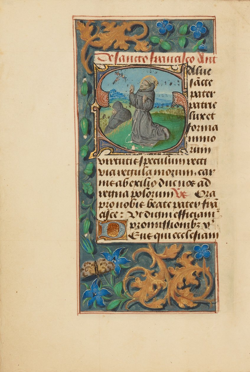 Iniziale S: La stigmatizzazione di San Francesco da Master of the Dresden Prayer Book