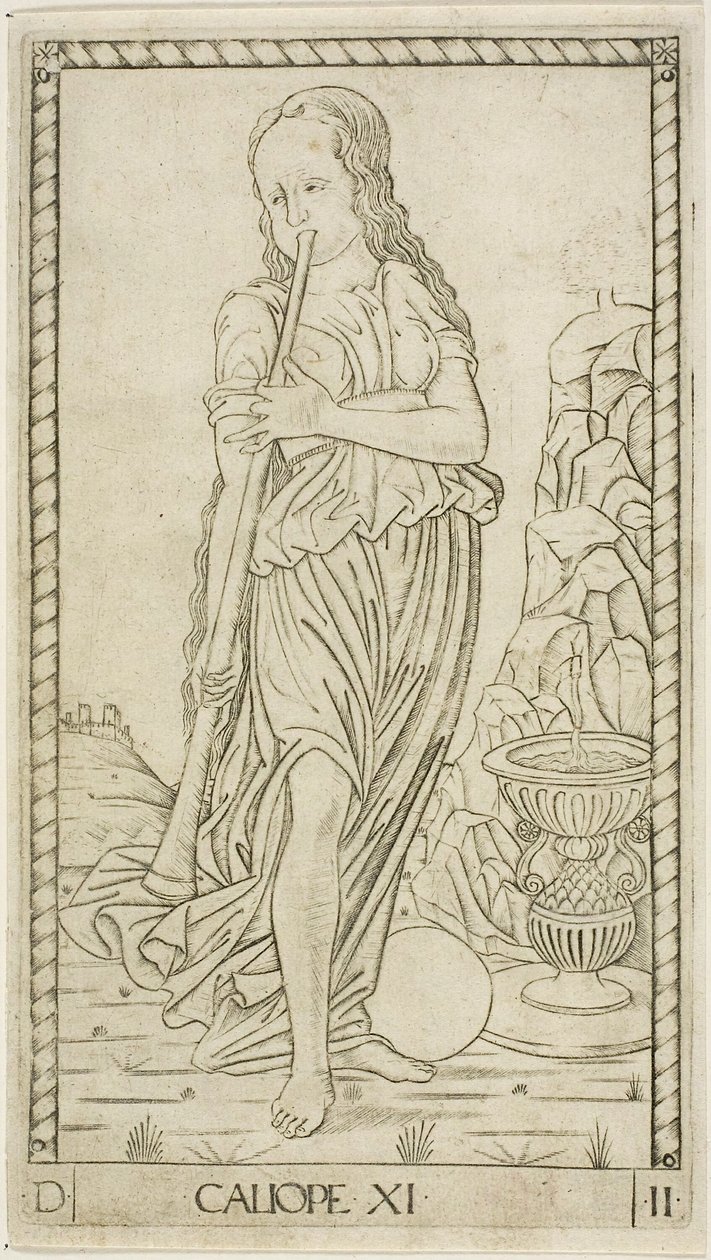 Calliope, tavola undici da Apollo e le Muse da Master of the E Series Tarocchi