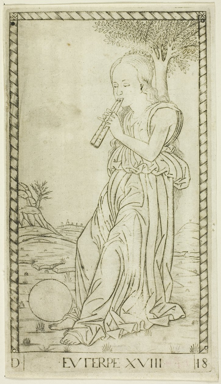 Euterpe, tavola diciotto da Apollo e le Muse da Master of the E Series Tarocchi