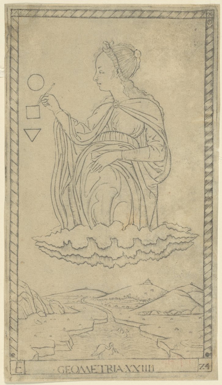 Geometria, tavola 24 da Arti e Scienze da Master of the E Series Tarocchi
