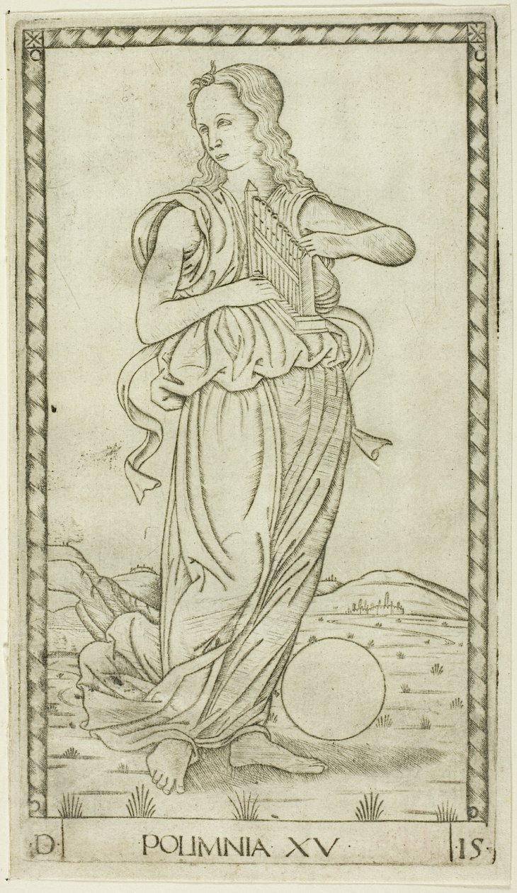 Polimnia, tavola quindici da Apollo e le Muse da Master of the E Series Tarocchi