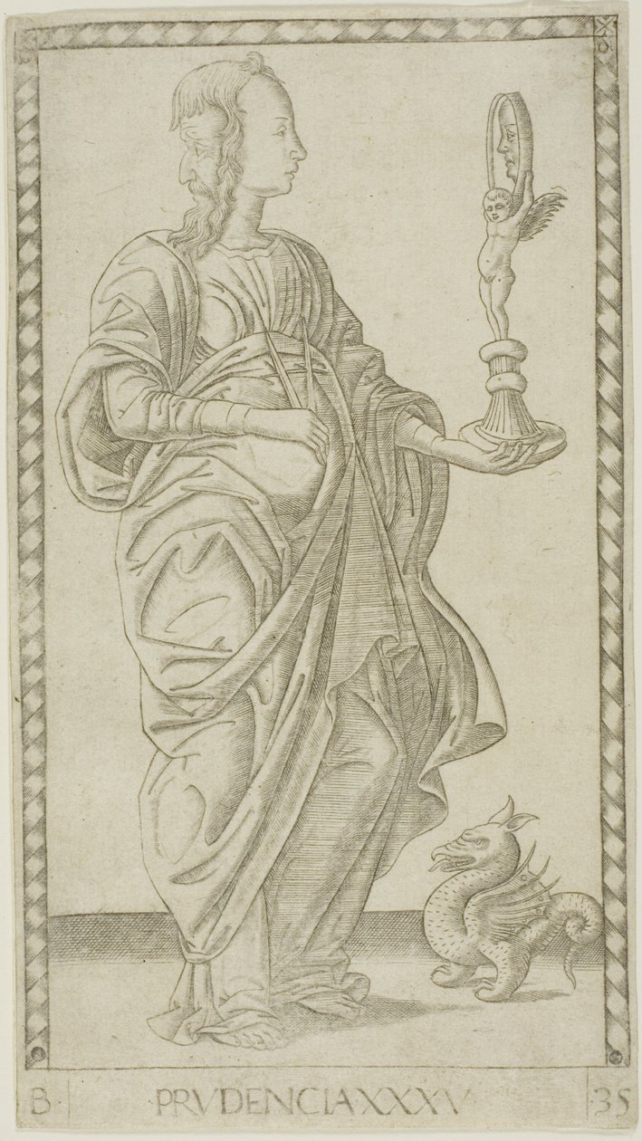 Prudenza, tavola 35 da Genii e Virtù da Master of the E Series Tarocchi
