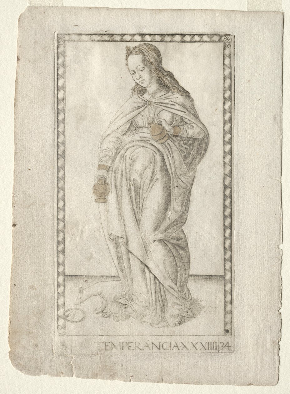 Temperanza dai Tarocchi, serie B: Principi cosmici e virtù, #34, prima del 1467 da Master of the E Series Tarocchi