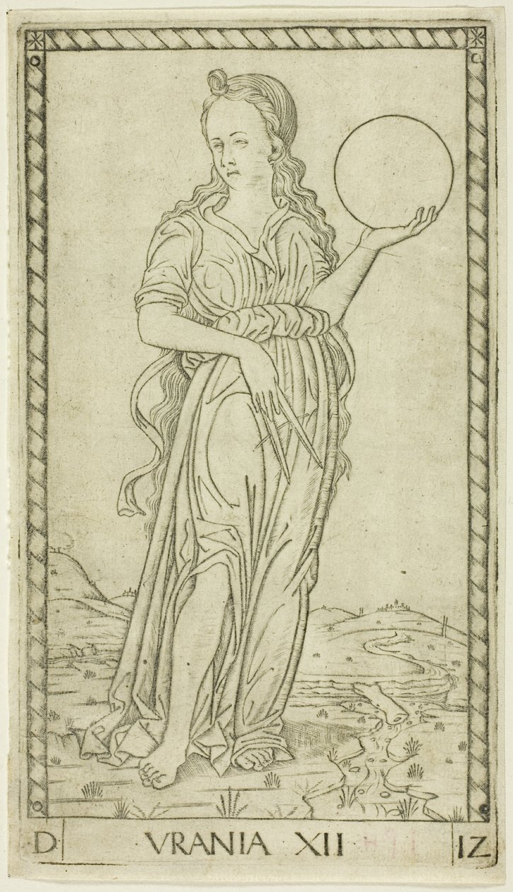 Urania, tavola dodici da Apollo e le Muse da Master of the E Series Tarocchi