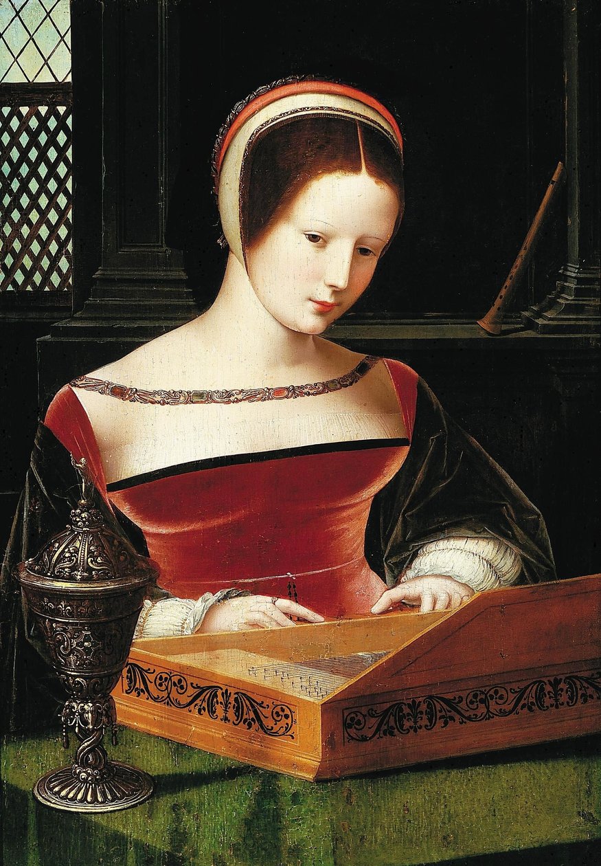 Signora che suona un clavicordo. da Master of the Female Half Lengths
