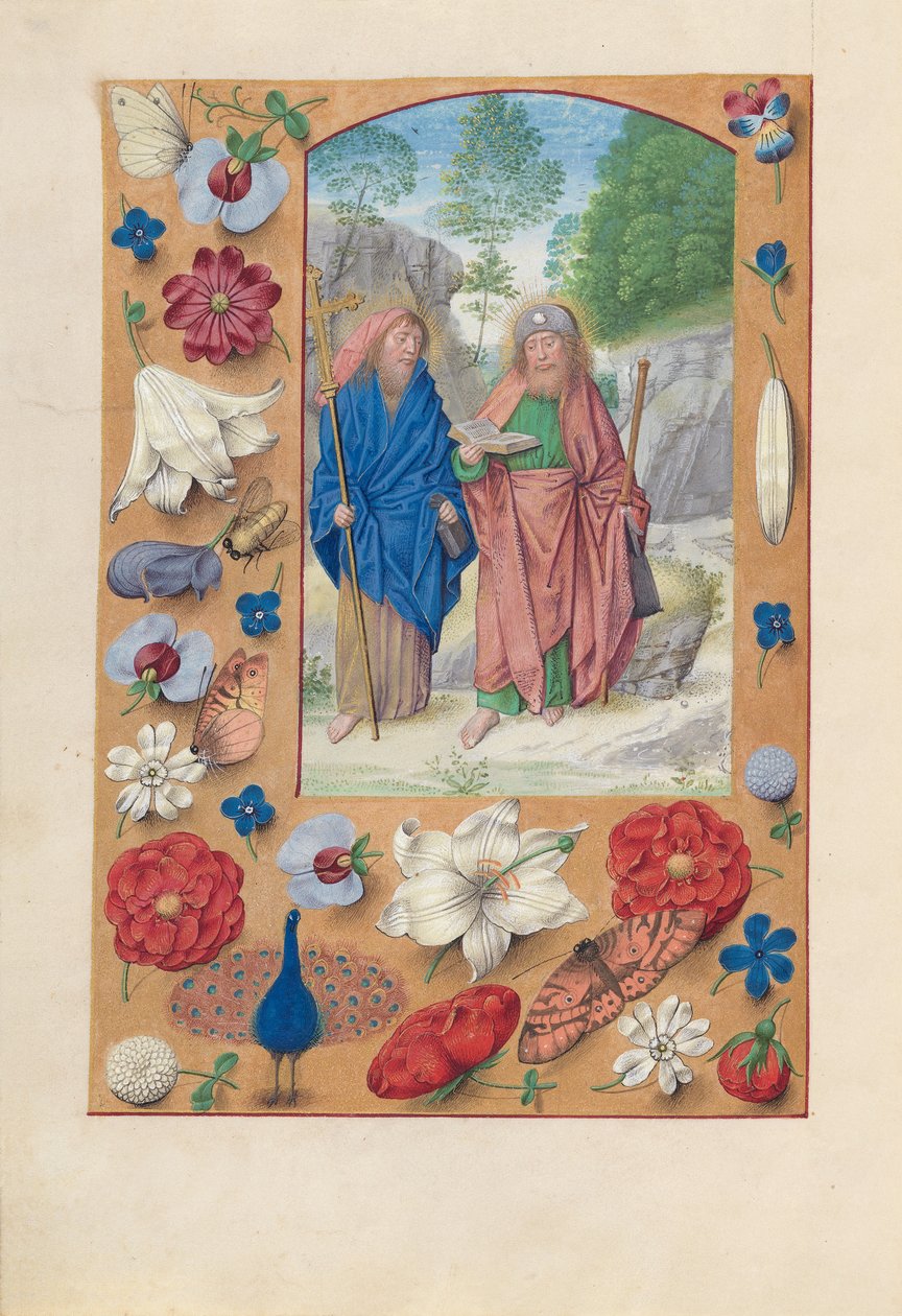 Ore di Isabella la Cattolica, Regina di Spagna: Fol. 175v, Santi Filippo e Giacomo, c. 1500 da Master of the First Prayerbook of Maximillian