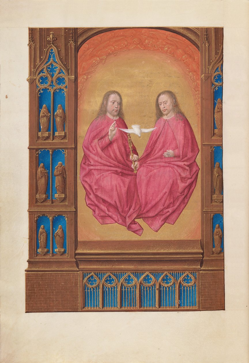 Ore della regina Isabella la Cattolica, regina di Spagna:  Fol. 17v, La Trinità da Master of the First Prayerbook of Maximillian