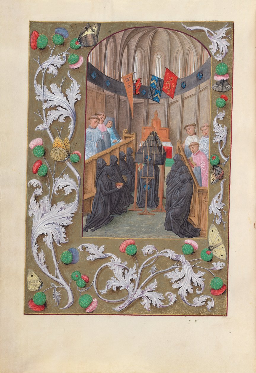Ore di Isabella la Cattolica, Regina di Spagna: Fol. 219v, Servizio Funebre da Master of the First Prayerbook of Maximillian