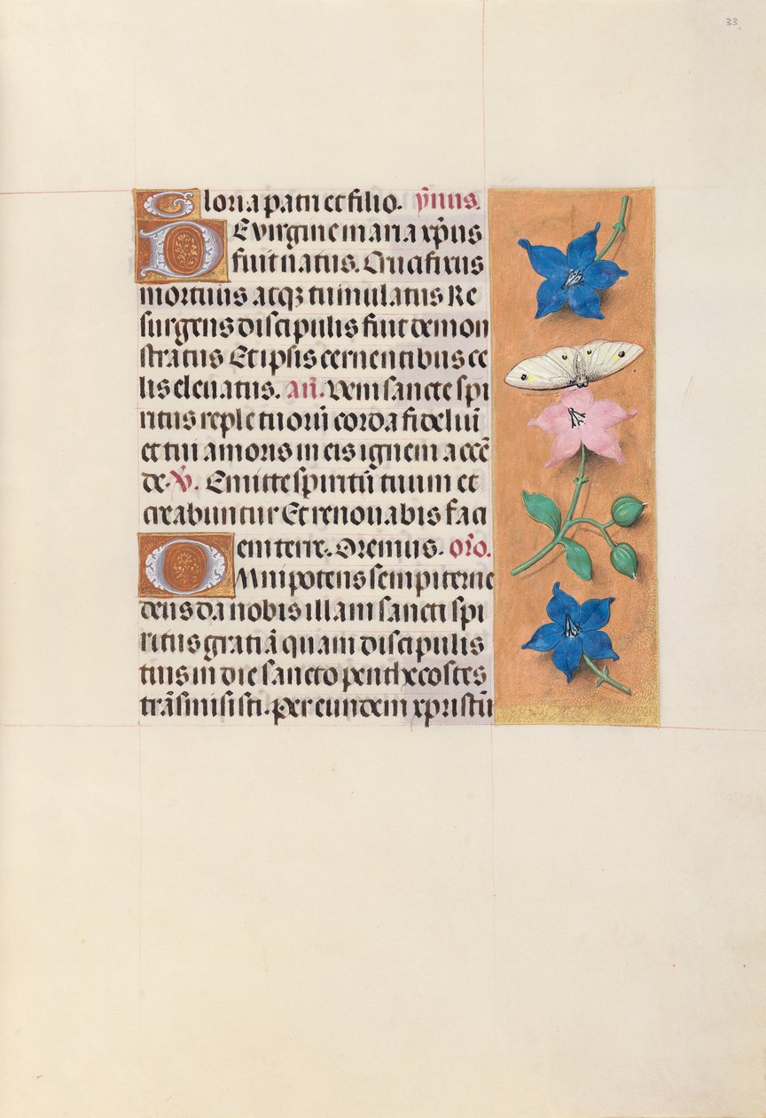 Ore di Isabella la Cattolica, regina di Spagna: Fol. 33r da Master of the First Prayerbook of Maximillian