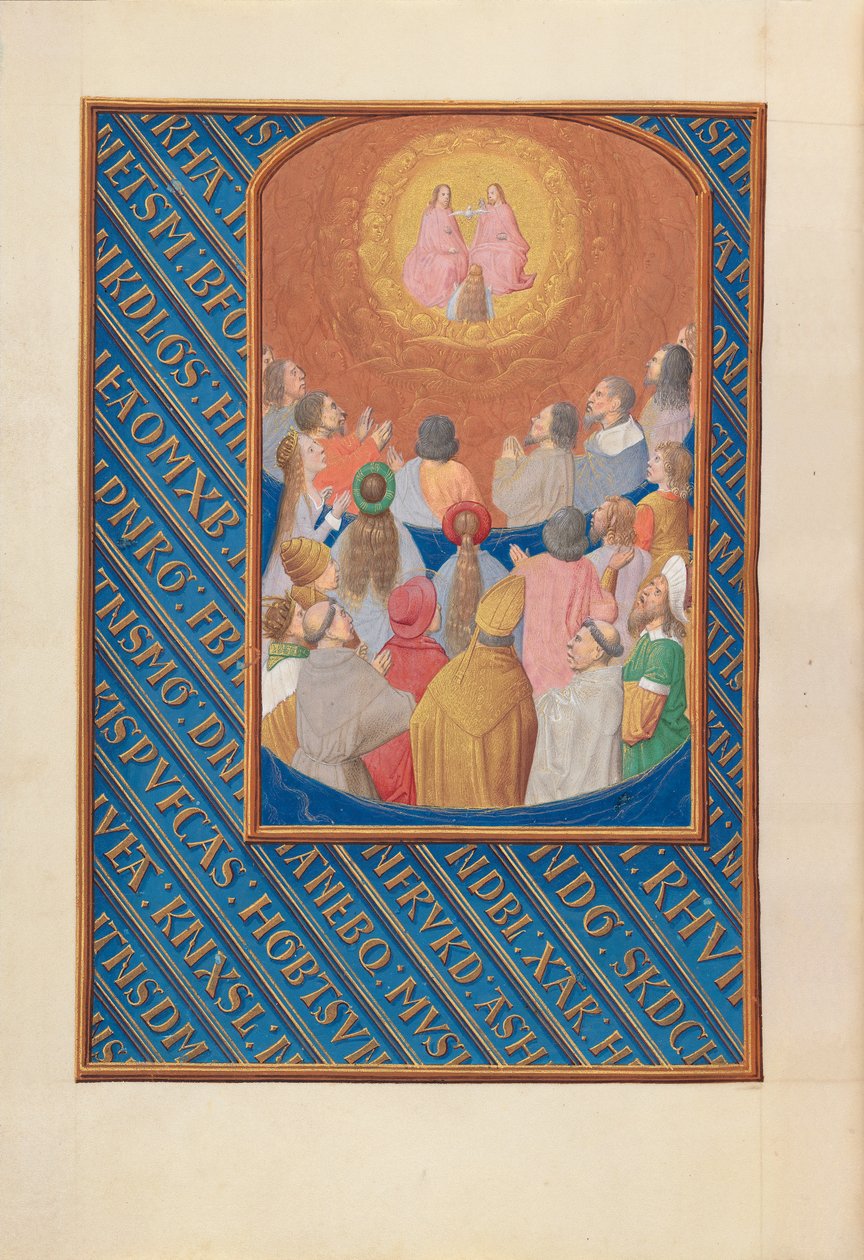 Ore di Isabella la Cattolica, Regina di Spagna: Fol. 37v, Corte del Paradiso, c. 1500 da Master of the First Prayerbook of Maximillian