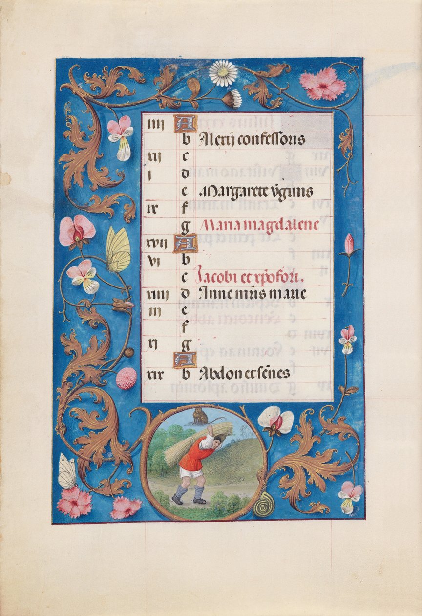 Ore della regina Isabella la Cattolica, regina di Spagna:  Fol. 8v, luglio da Master of the First Prayerbook of Maximillian