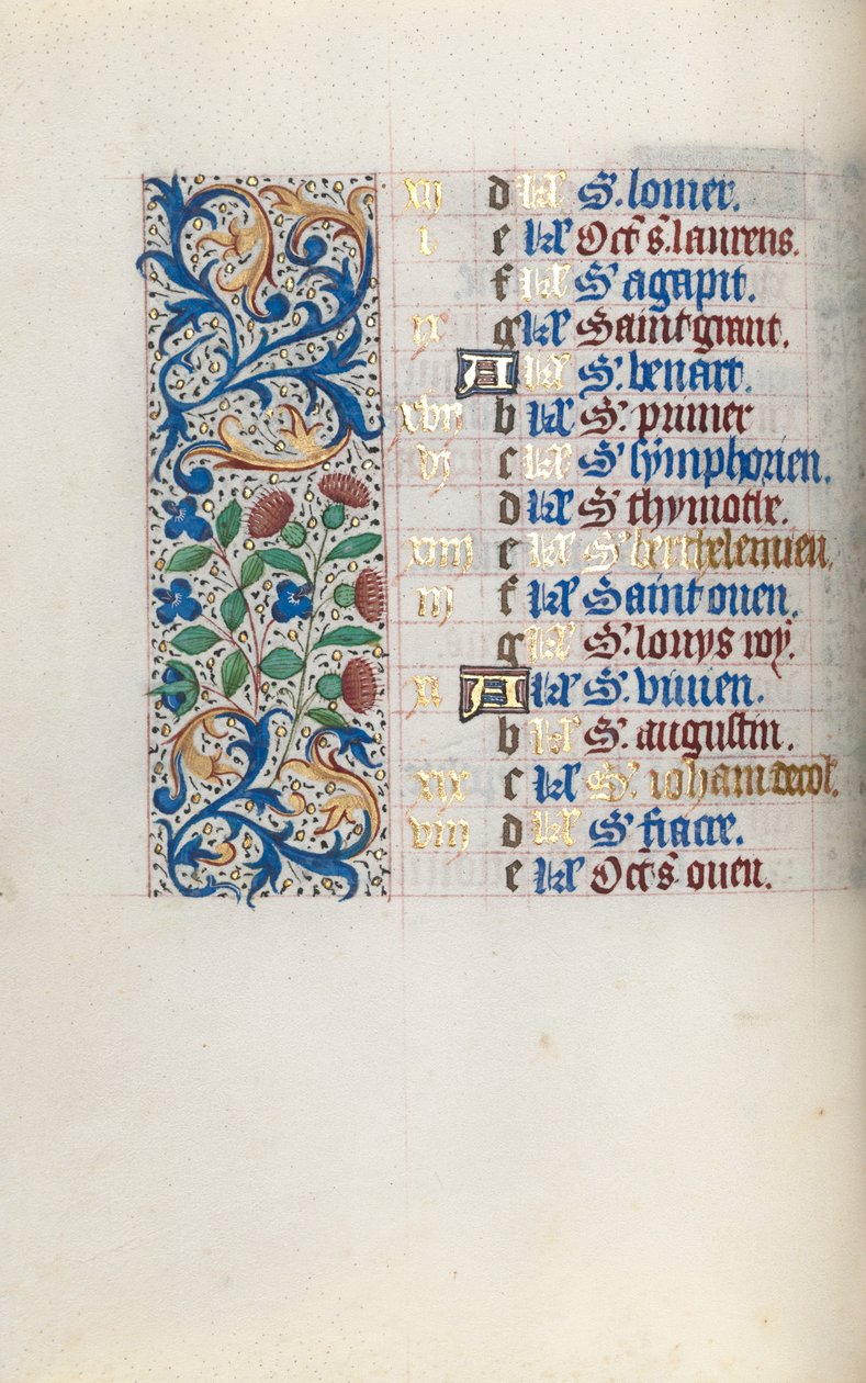 Libro delle Ore Uso di Rouen: fol. 8v da Master of the Geneva Latini