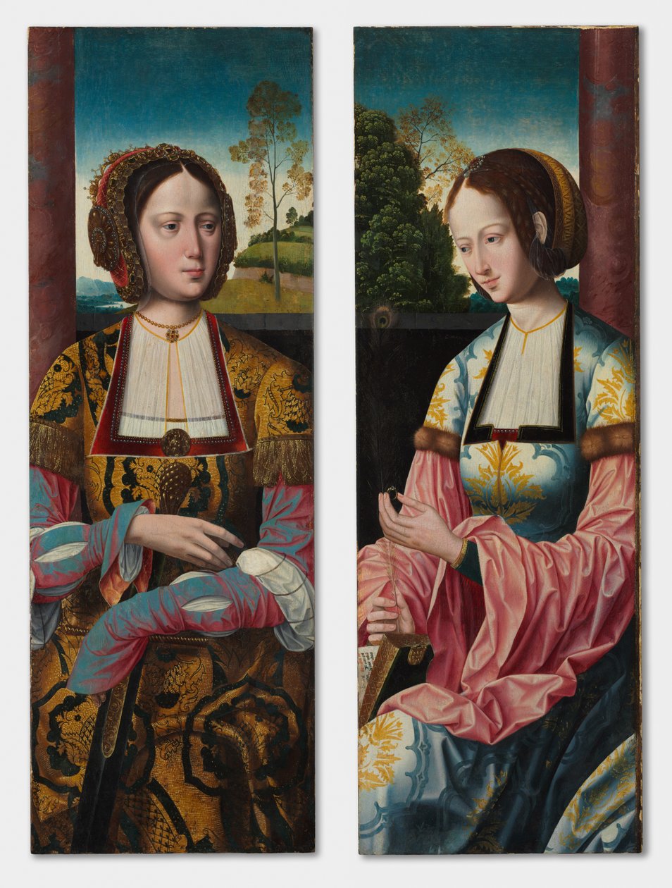 Santa Caterina e Santa Barbara, coppia, c. 1520 da Master of the Holy Blood