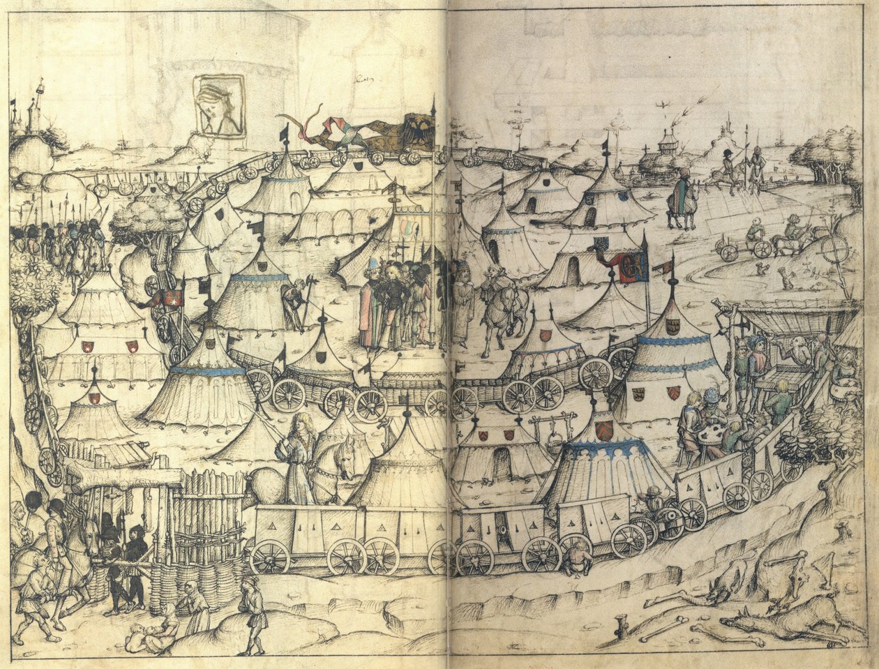 Il Carro Fortificato dal Medieval Housebook di Wolfegg Castle da Master of the Housebook of Wolfegg