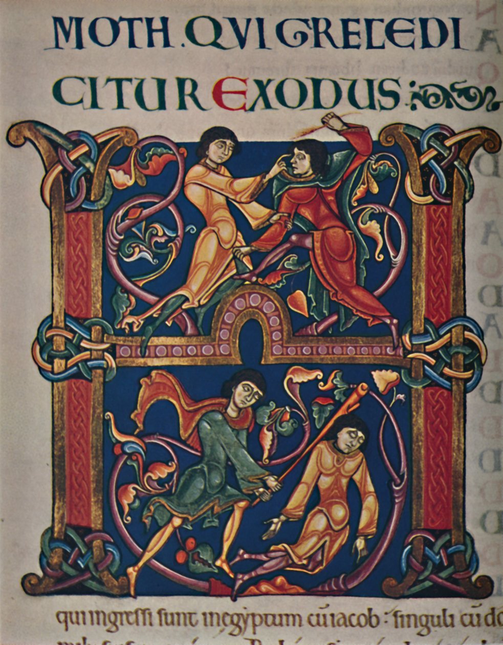 Iniziale dalla Bibbia di Winchester, c1150 d.C., c1950 da Master of the Leaping Figures