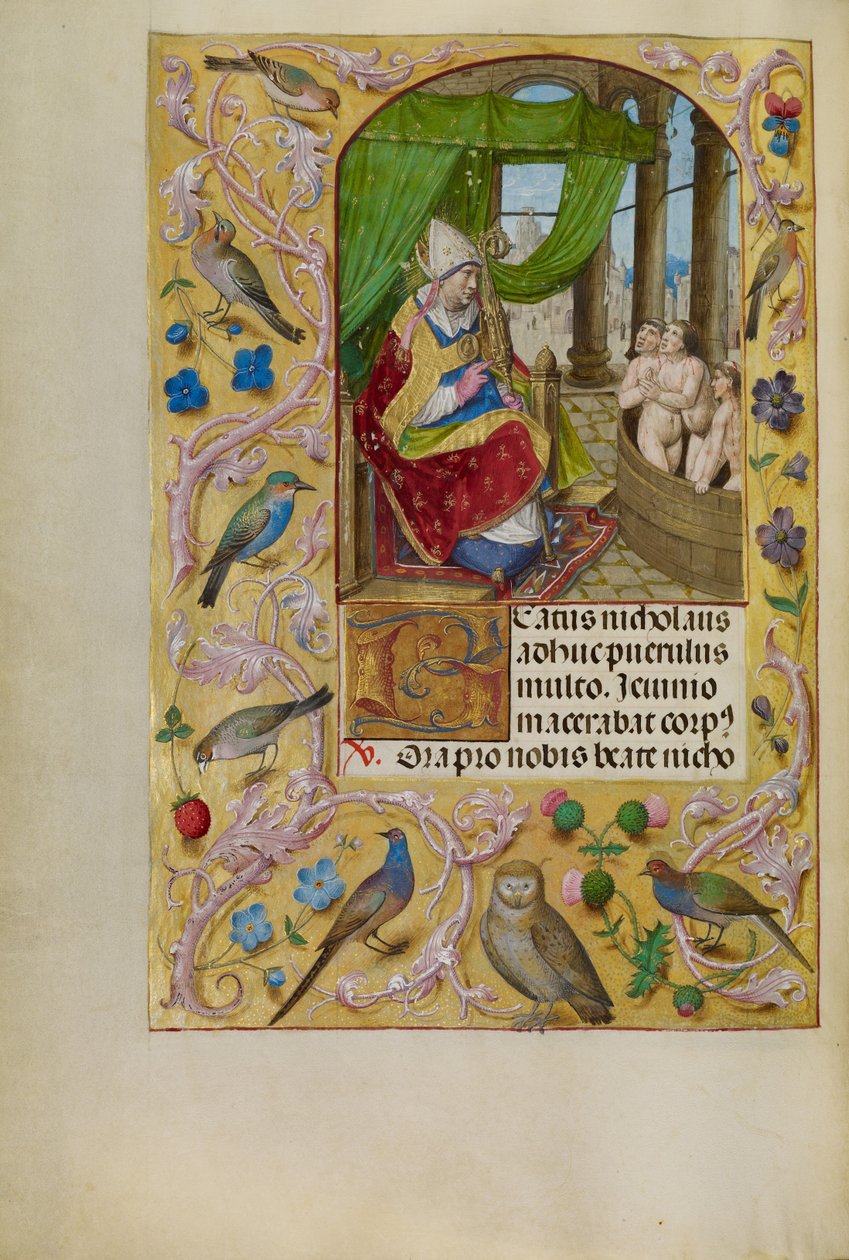 San Nicola che salva tre ragazzi da una vasca da bagno da Master of the Lübeck Bible