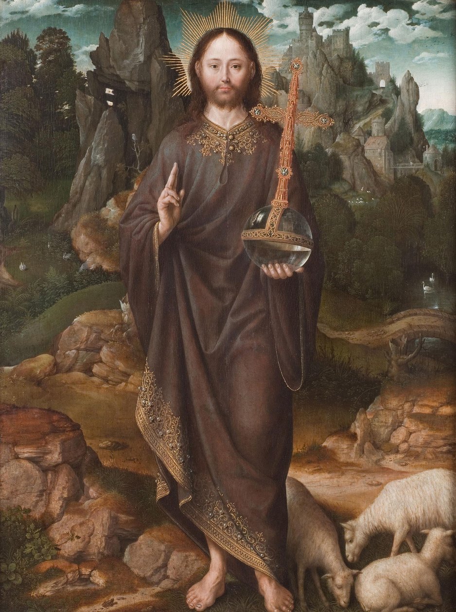 Olandese: Christus als Salvator Mundi Salvator Mundi in un paesaggio da Master of the Mansi Magdalen