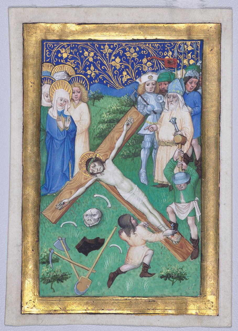 Foglio da un Libro delle Ore: Cristo Inchiodato alla Croce da Master of the Maximilian Schoolbooks