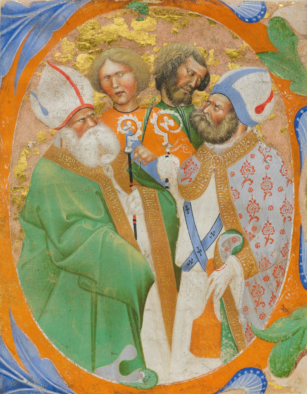Illustrazione Manoscritta con Quattro Santi in una Iniziale O, da un Libro Corale, Italiano da Master of the Murano Gradual