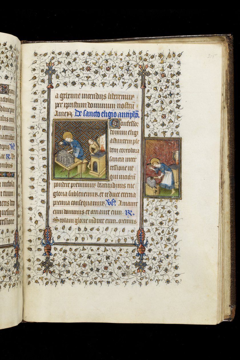 Ms 62 f.215r San Eligio che crea un santuario; San Eligio all