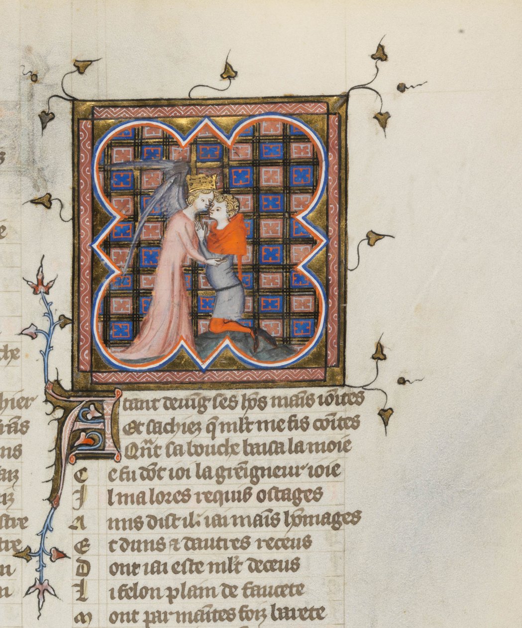 Miniatura da un manoscritto del Roman de la Rose di Guillaume de Lorris e Jean de Meun, 1353 da Master of the Rose novels