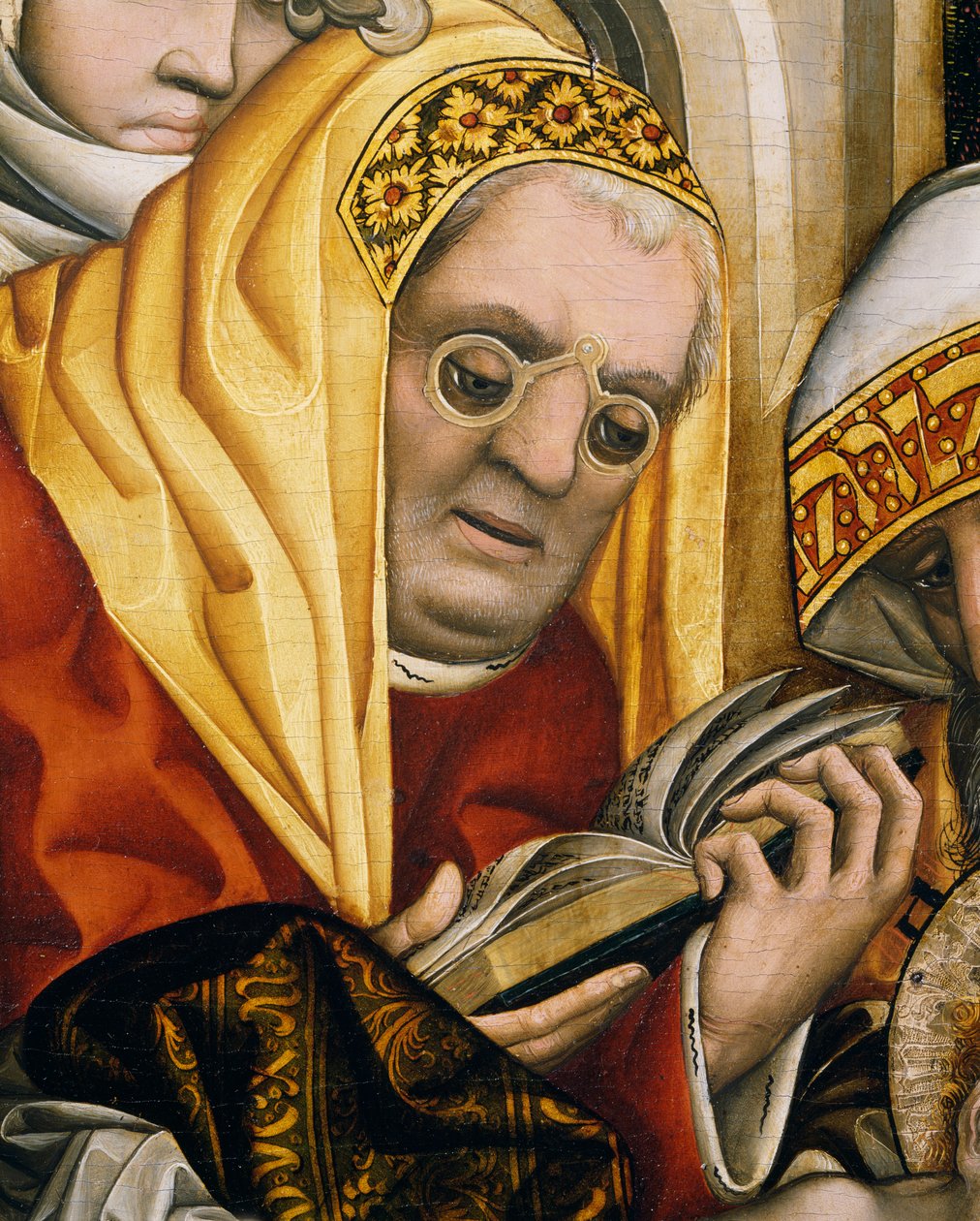 Sacerdote con occhiali, (dettaglio) da Circoncisione di Cristo da Master of the Tucher Altarpiece