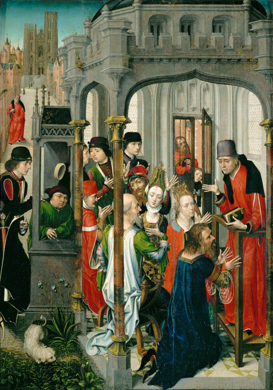 La predicazione di San Gery, "il sermone pastorale", con la chiesa di San Gudule sullo sfondo ... da Master of the View of Saint Gudula