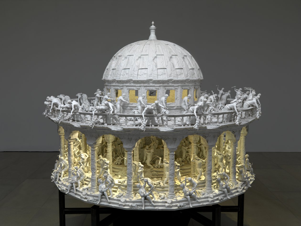 All Things Fall, 2014 (acciaio, alluminio, gesso, resina, luci LED, motore) da Mat Collishaw