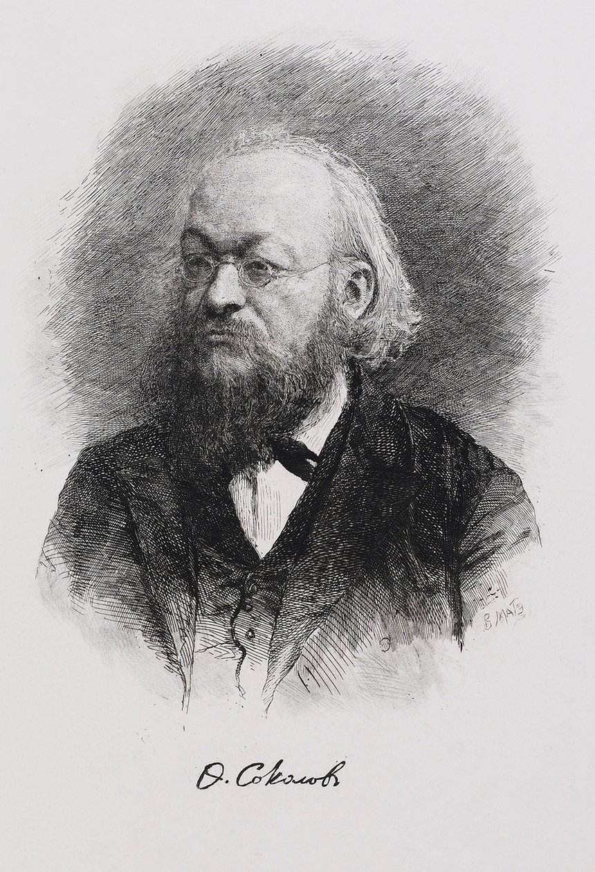 Ritratto dello storico Fyodor Fyodorovich Sokolov 1841-1909 da Mate