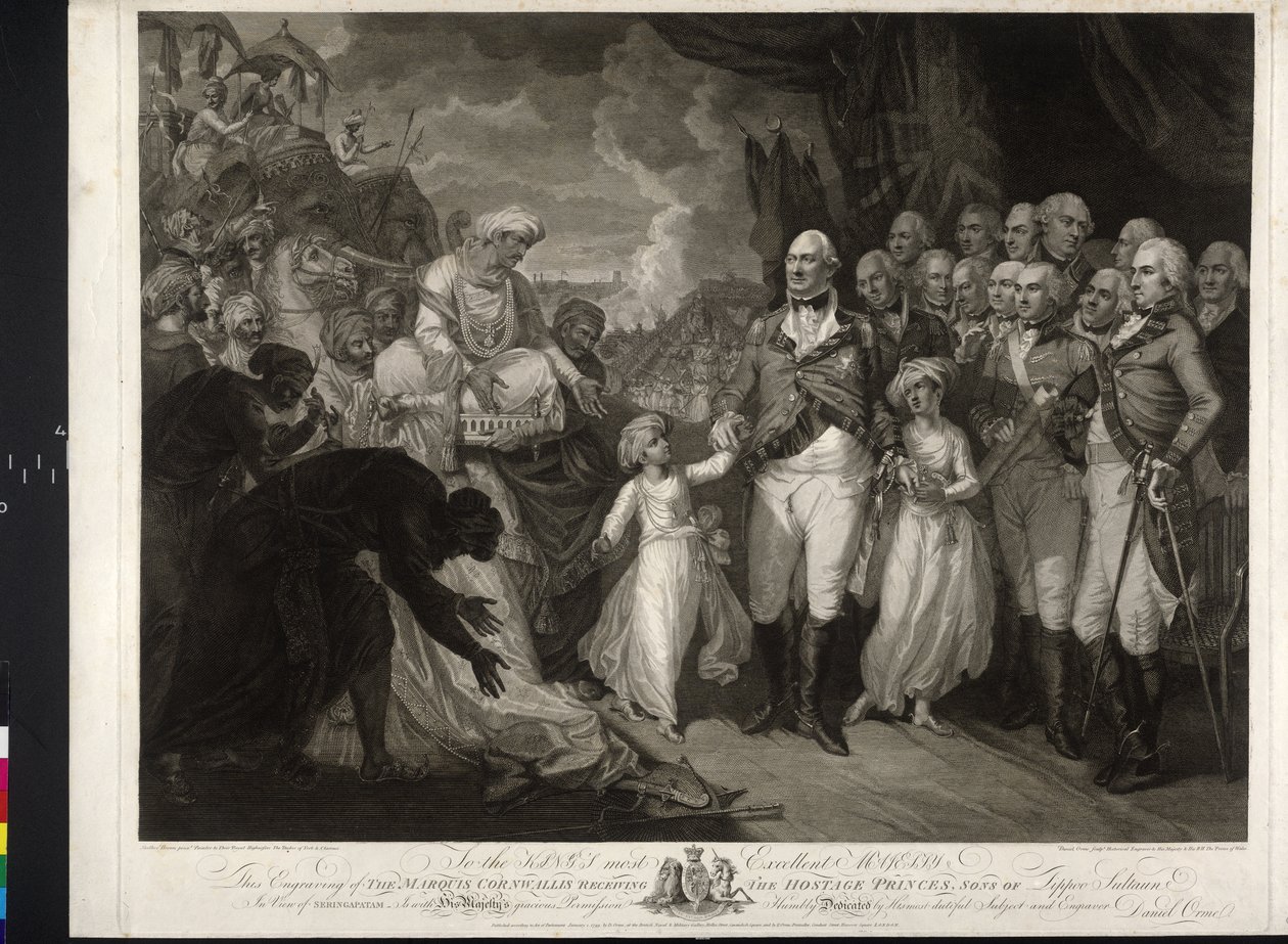 Marchese Cornwallis con i due principi indiani da Mather Brown