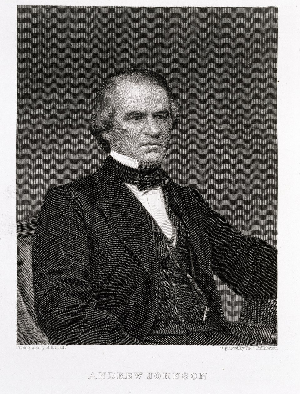 Andrew Johnson, inciso da una fotografia di Thomas Phillibrown da Mathew B. Brady
