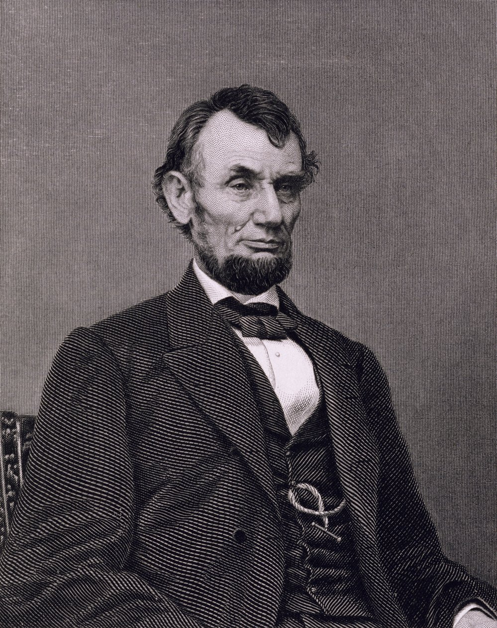 Abraham Lincoln, inciso da una fotografia di William G. Jackman da Mathew (after) Brady