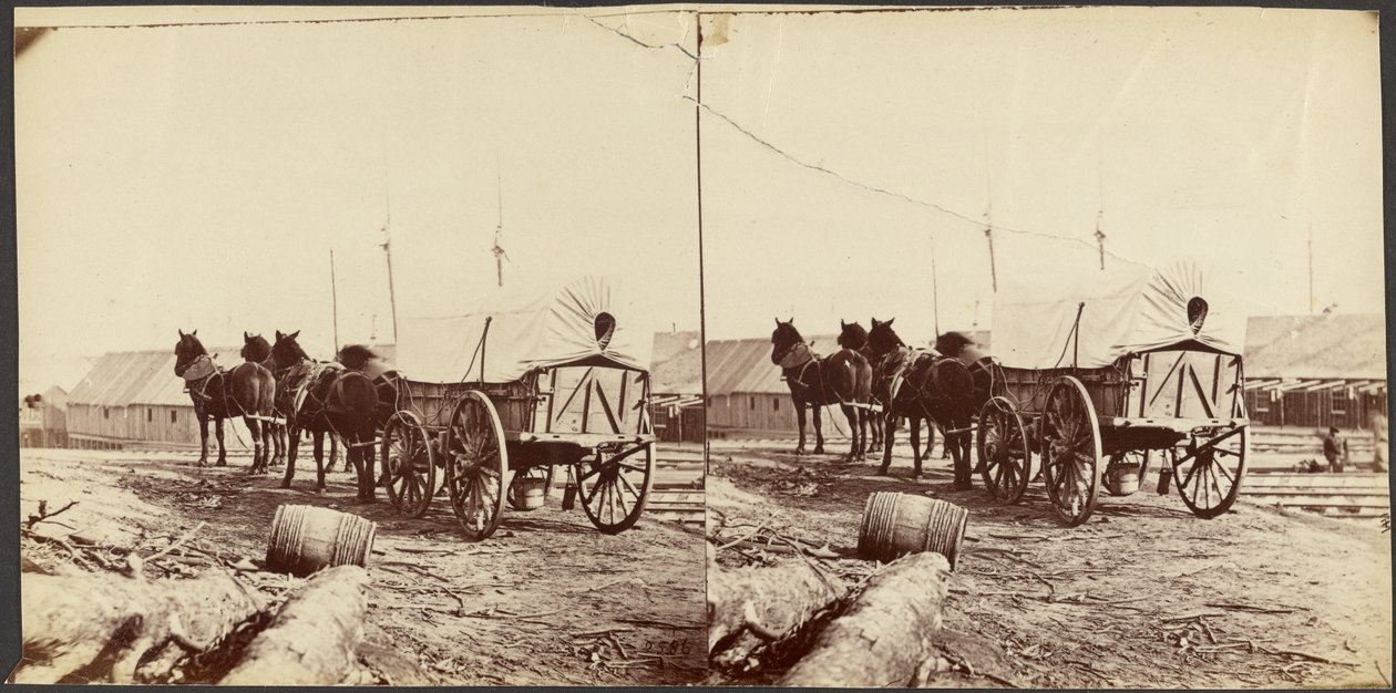 Carro dell’esercito diretto al deposito del commissariato di City Point per il rifornimento da Mathew B. Brady