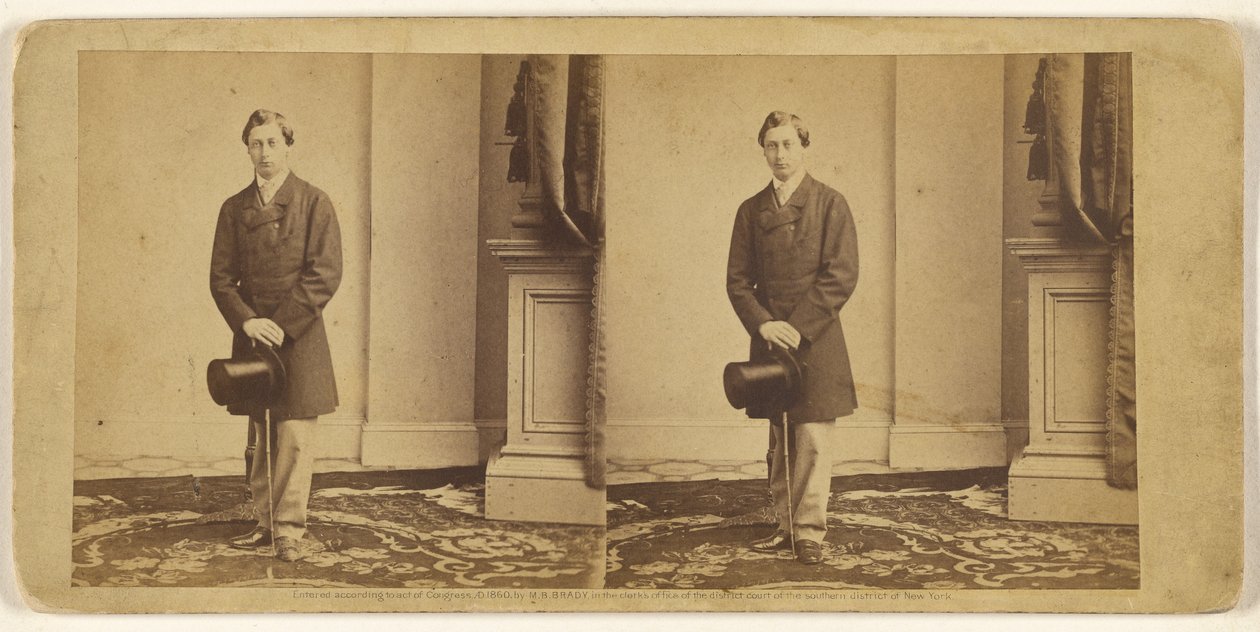 [Giovane uomo non identificato in piedi, con cilindro e bastone da passeggio] da Mathew B. Brady