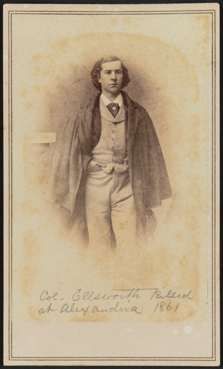 Ritratto carte-de-visite del Col. Elmer Ephraim Ellsworth, 1861 da Mathew Brady
