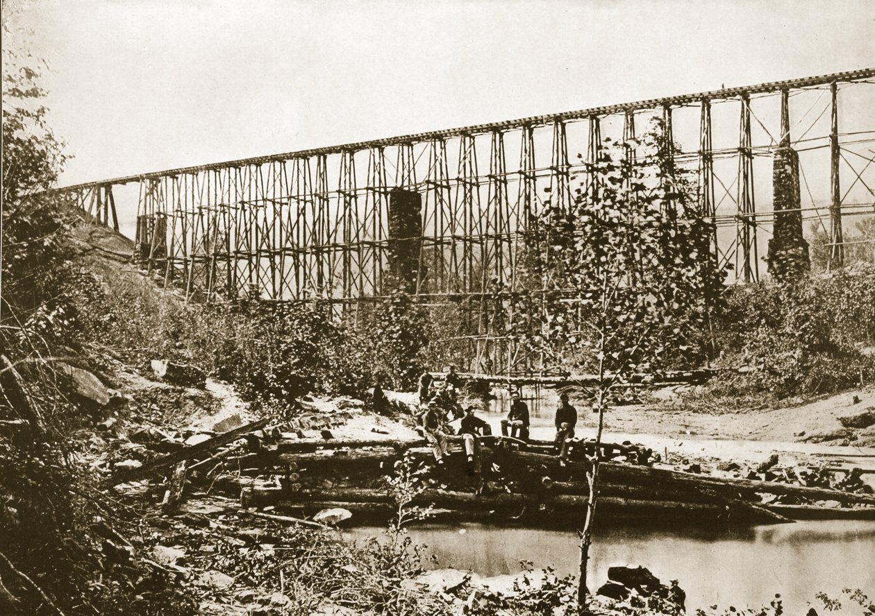 Ponte di Falling Water, Ferrovia di Nashville e Chattanooga, 1861-65 da Mathew B. Brady