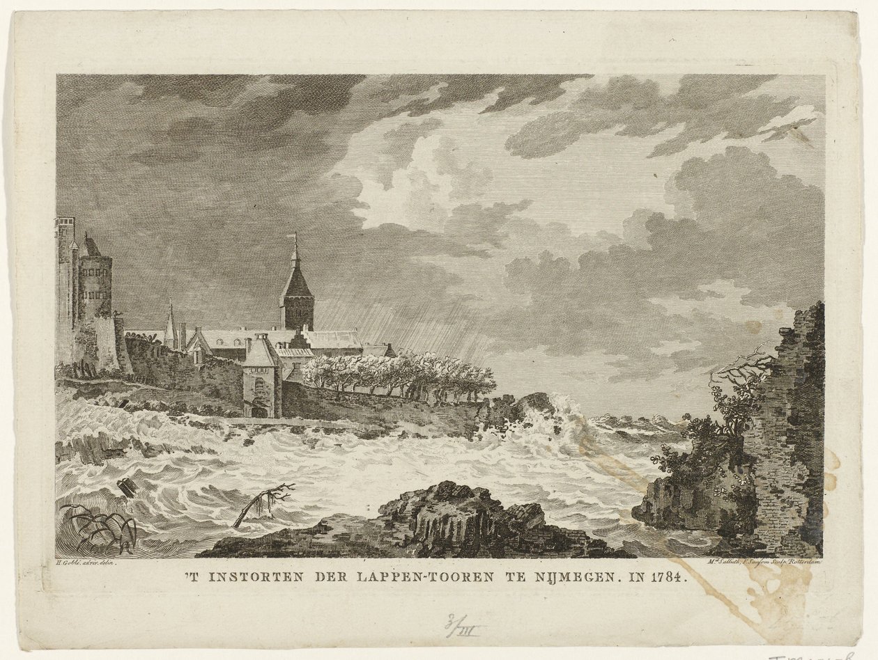 Crollo della Torre dei Lappen a Nimega, 1784 da Mathias de Sallieth