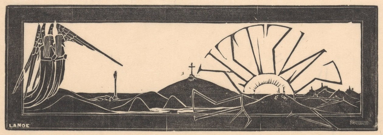 Figure alate in paesaggio collinare da Mathieu Lauweriks