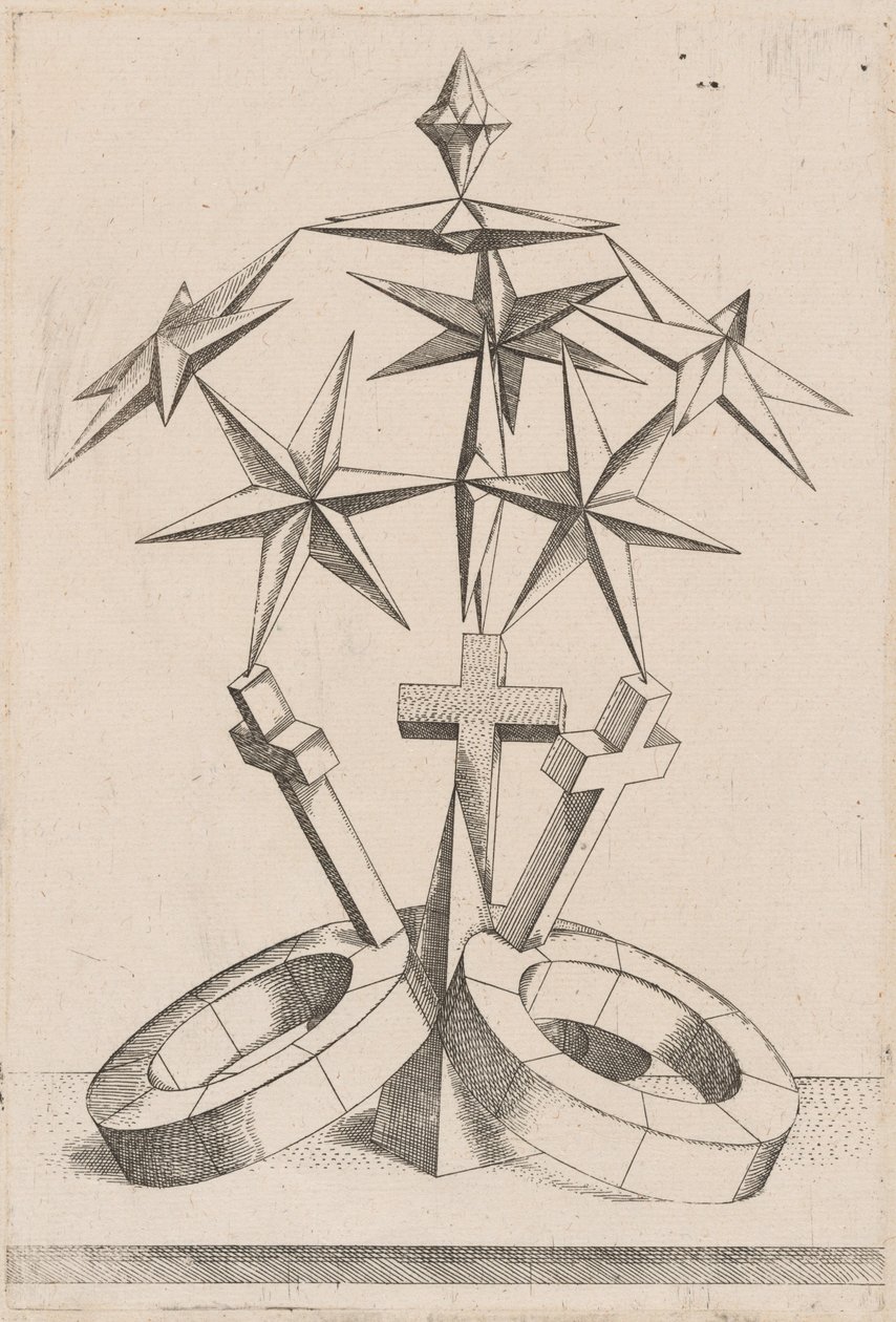 Una prospettiva di sette stelle bilanciate su tre croci da Mathis Zündt, after Hans Lencker