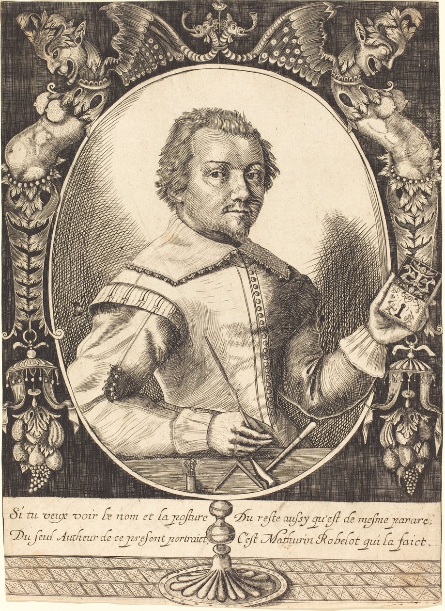 Autoritratto, c.1630 (incisione su carta vergata) da Mathurin Robelot